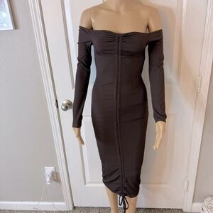 PrettyLittleThing Brown Midi Dress